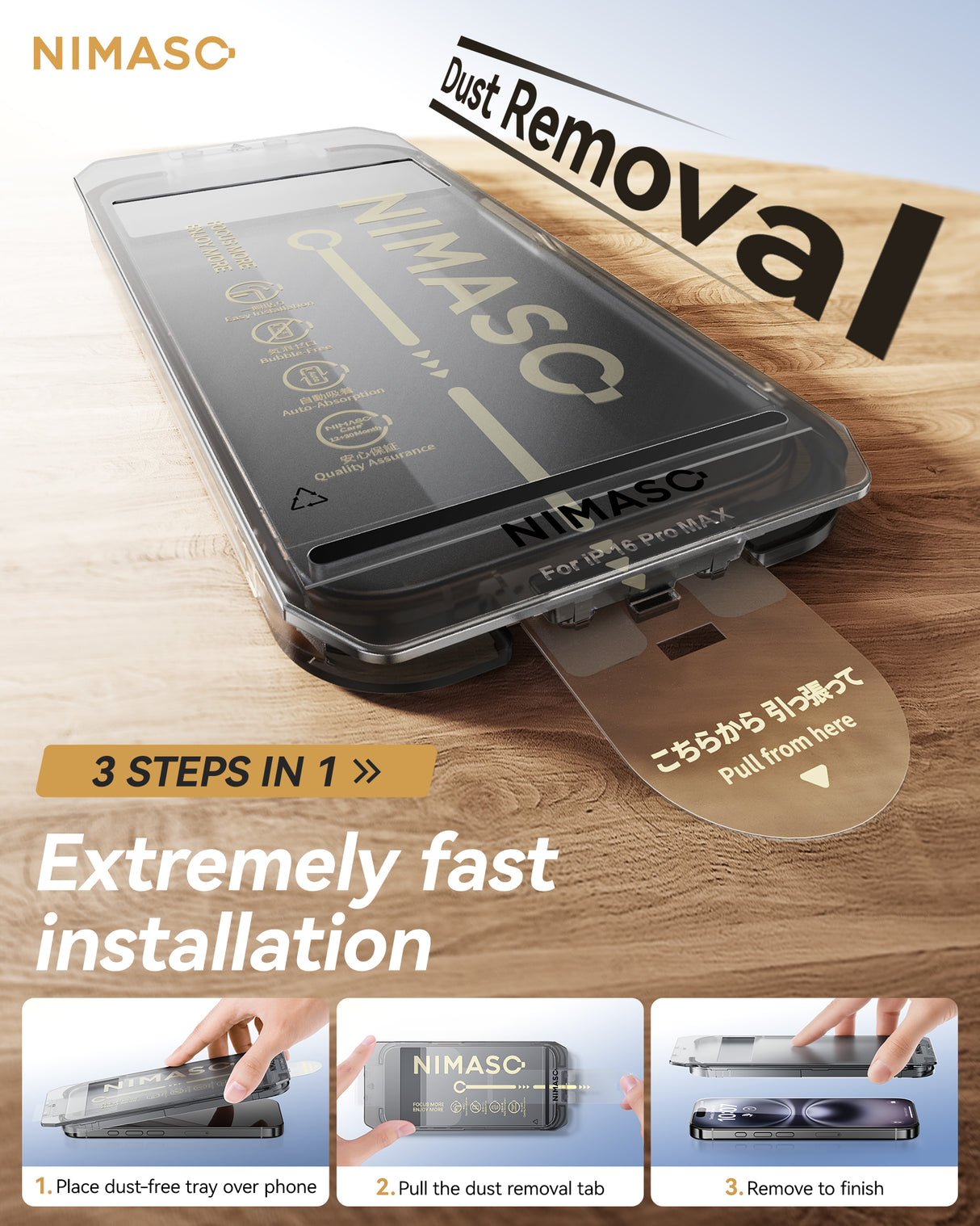 NIMASO iPhone 16/15 Screen Protector 3 Pack, 9H HD Clear Tempered Glass, Easy Install