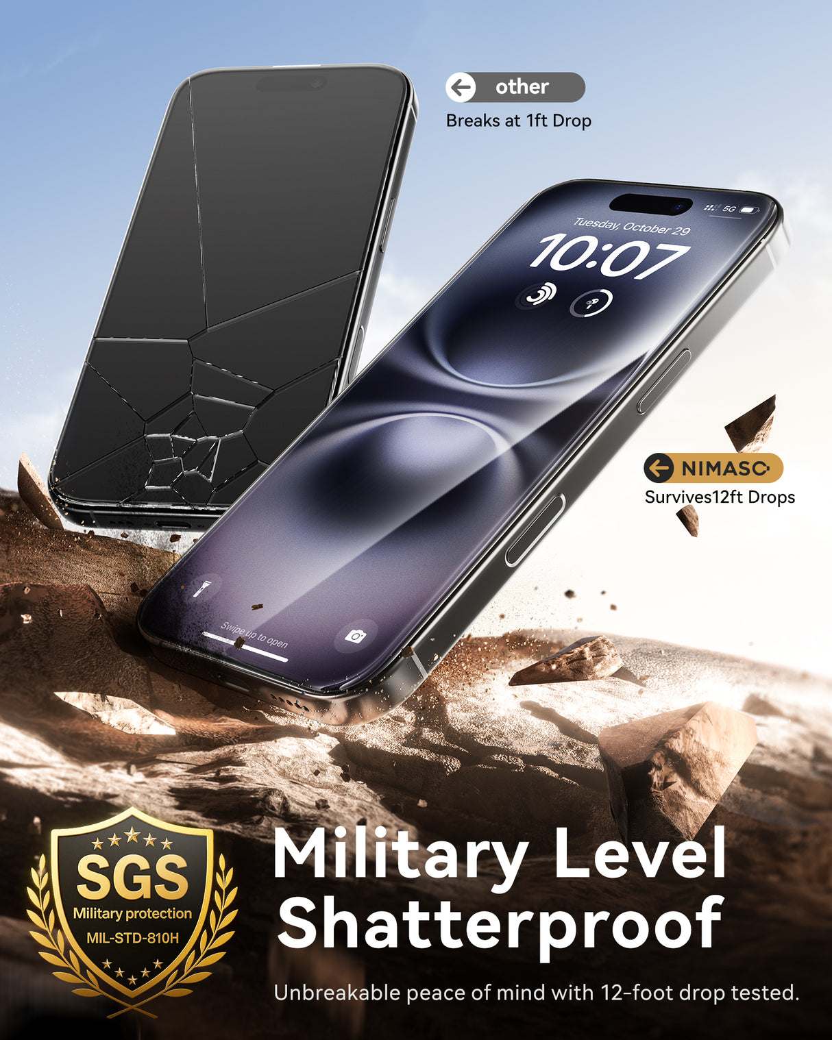 NIMASO iPhone 16/15 Screen Protector 3 Pack, 9H HD Clear Tempered Glass, Easy Install