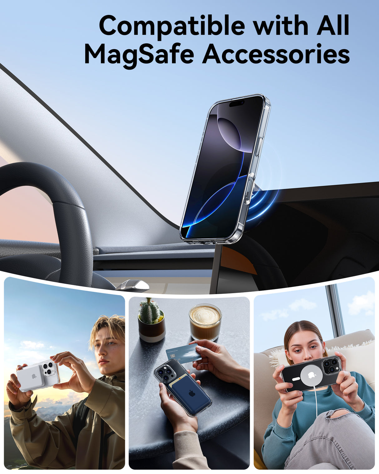 NIMASO Magnetic Clear Case for iPhone 16 Series, MagSafe, Shockproof, Slim & Anti-Yellowing