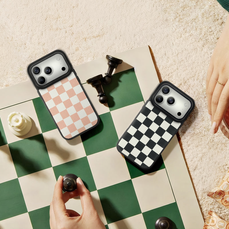 Nimaso Classic Checkerboard Phone MagSafe Case for iPhone 17 / 17 Pro / 17 Pro Max / Air-Pink