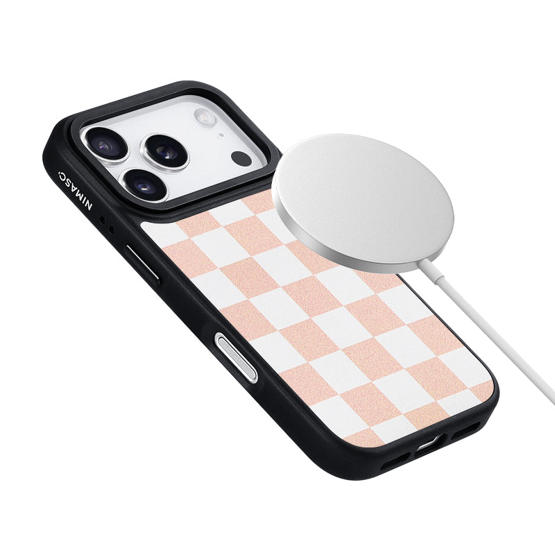 Nimaso Classic Checkerboard Phone MagSafe Case for iPhone 17 / 17 Pro / 17 Pro Max / Air-Pink