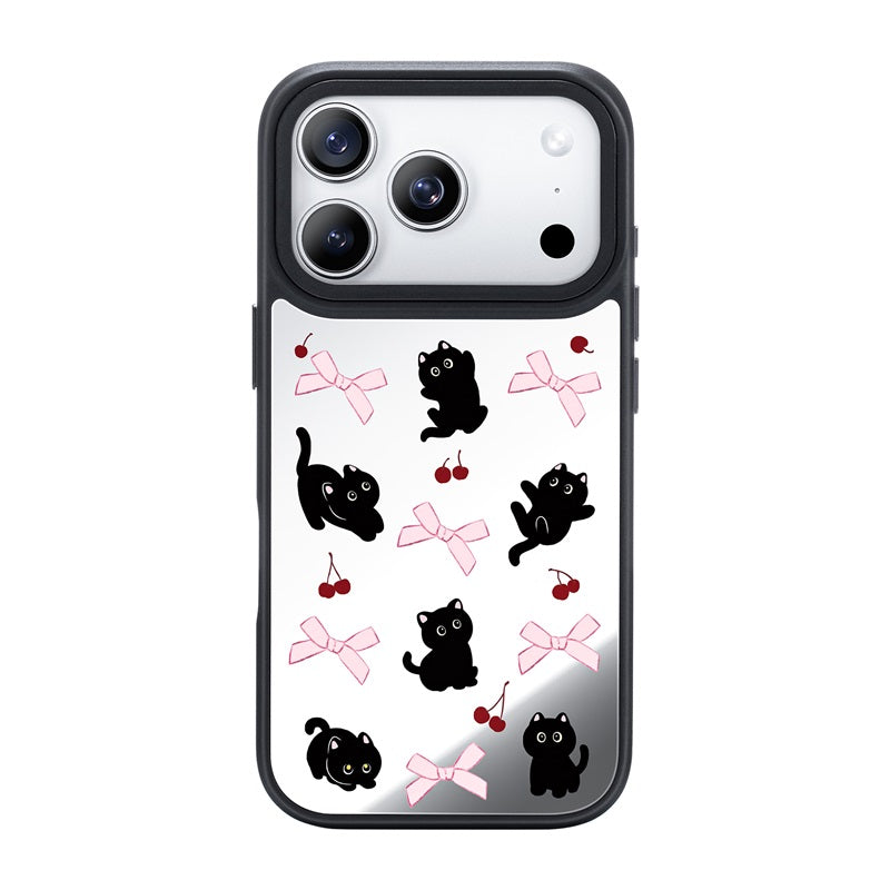 NIMASO Black Cat Mirror MagSafe Case for iPhone 17 Pro