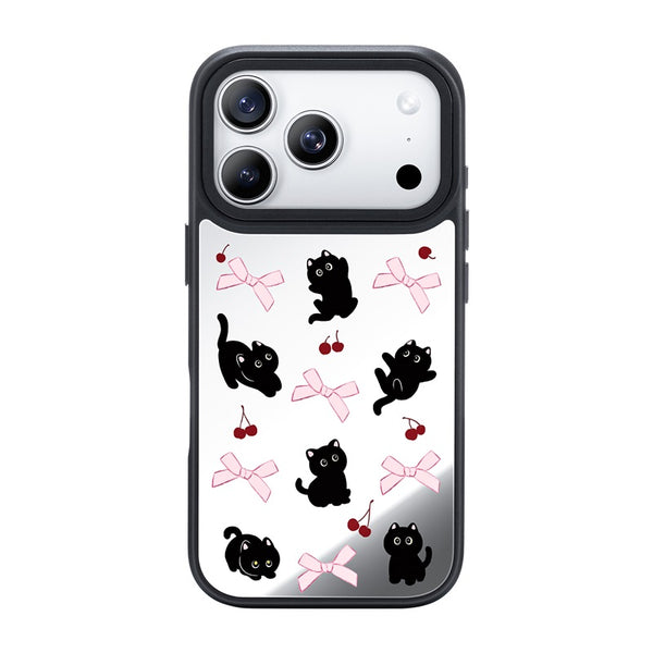 Nimaso Cute Black Cat Mirror MagSafe Phone Case for iPhone 17 / 17 Pro / 17 Pro Max / Air