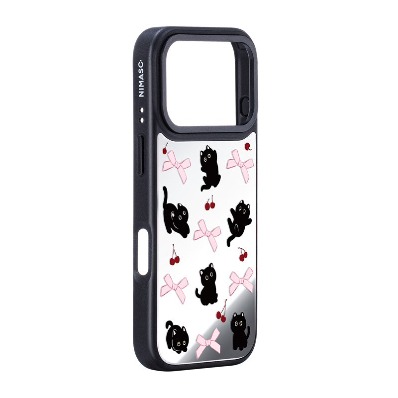 Nimaso Cute Black Cat Mirror MagSafe Phone Case for iPhone 17 / 17 Pro / 17 Pro Max / Air