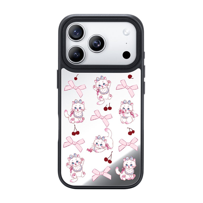 NIMASO White Cat Mirror MagSafe Case for iPhone 17 Pro Max
