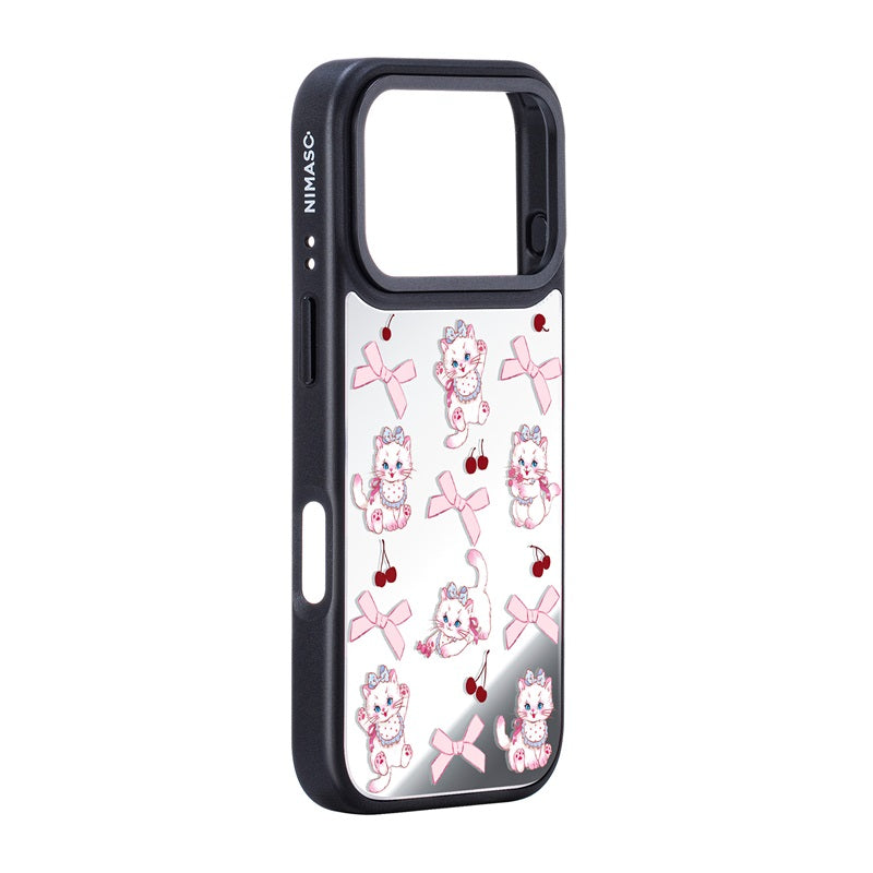 Nimaso Cute White Cat Mirror MagSafe Phone Case for iPhone 17 / 17 Pro / 17 Pro Max / Air