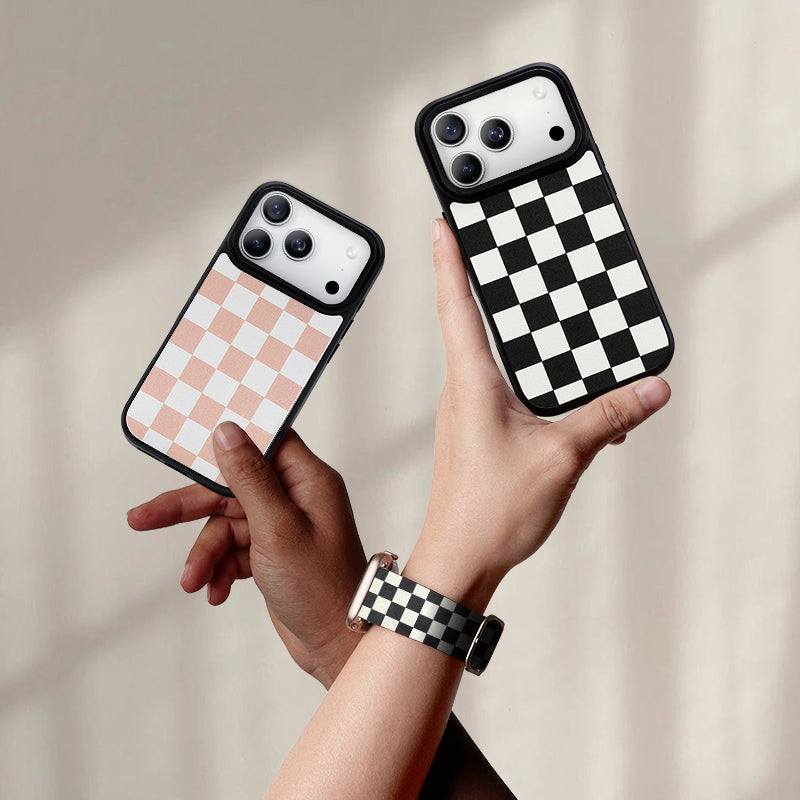 Nimaso Classic Checkerboard Phone MagSafe Case for iPhone 17 / 17 Pro / 17 Pro Max / Air-Pink