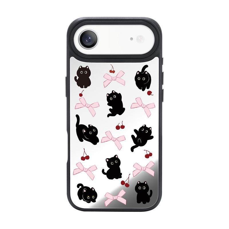 Nimaso Cute Black Cat Mirror MagSafe Phone Case for iPhone 17 / 17 Pro / 17 Pro Max / Air