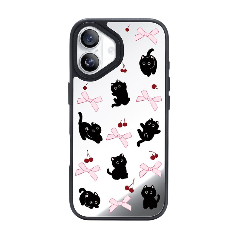 Nimaso Cute Black Cat Mirror MagSafe Phone Case for iPhone 17 / 17 Pro / 17 Pro Max / Air