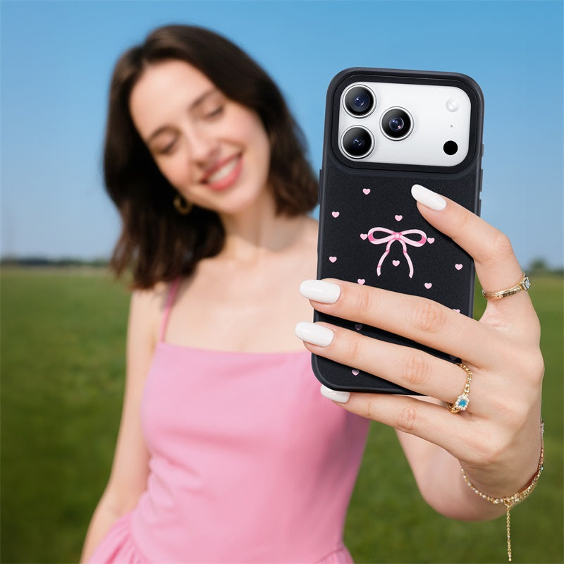 Nimaso Bow Print MagSafe Phone Case for iPhone 17 / 17 Pro / 17 Pro Max / Air-Black