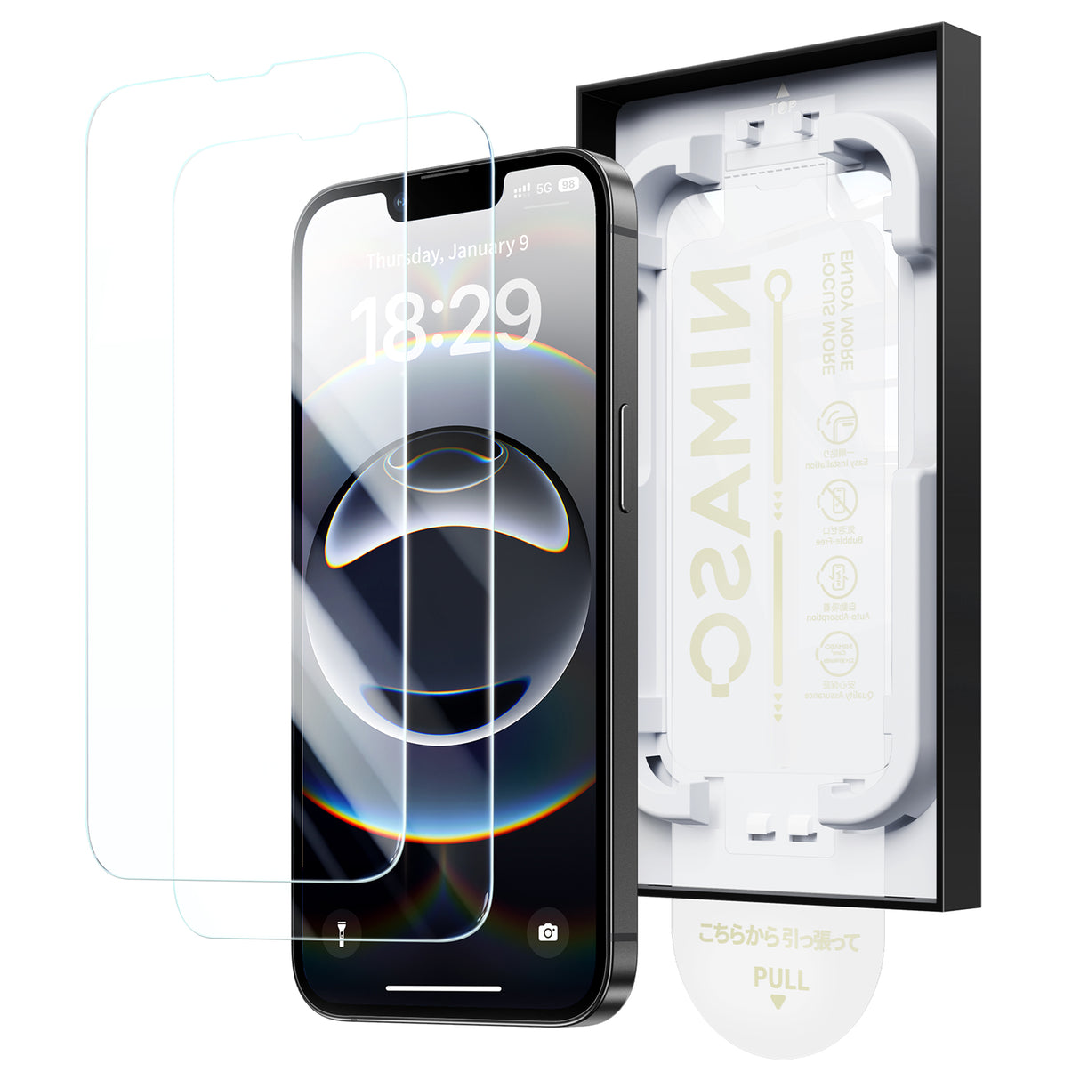 NIMASO iPhone 16e/13/13 Pro/14 Screen Protector 2 Pack, HD Clear Tempered Glass, Easy Install