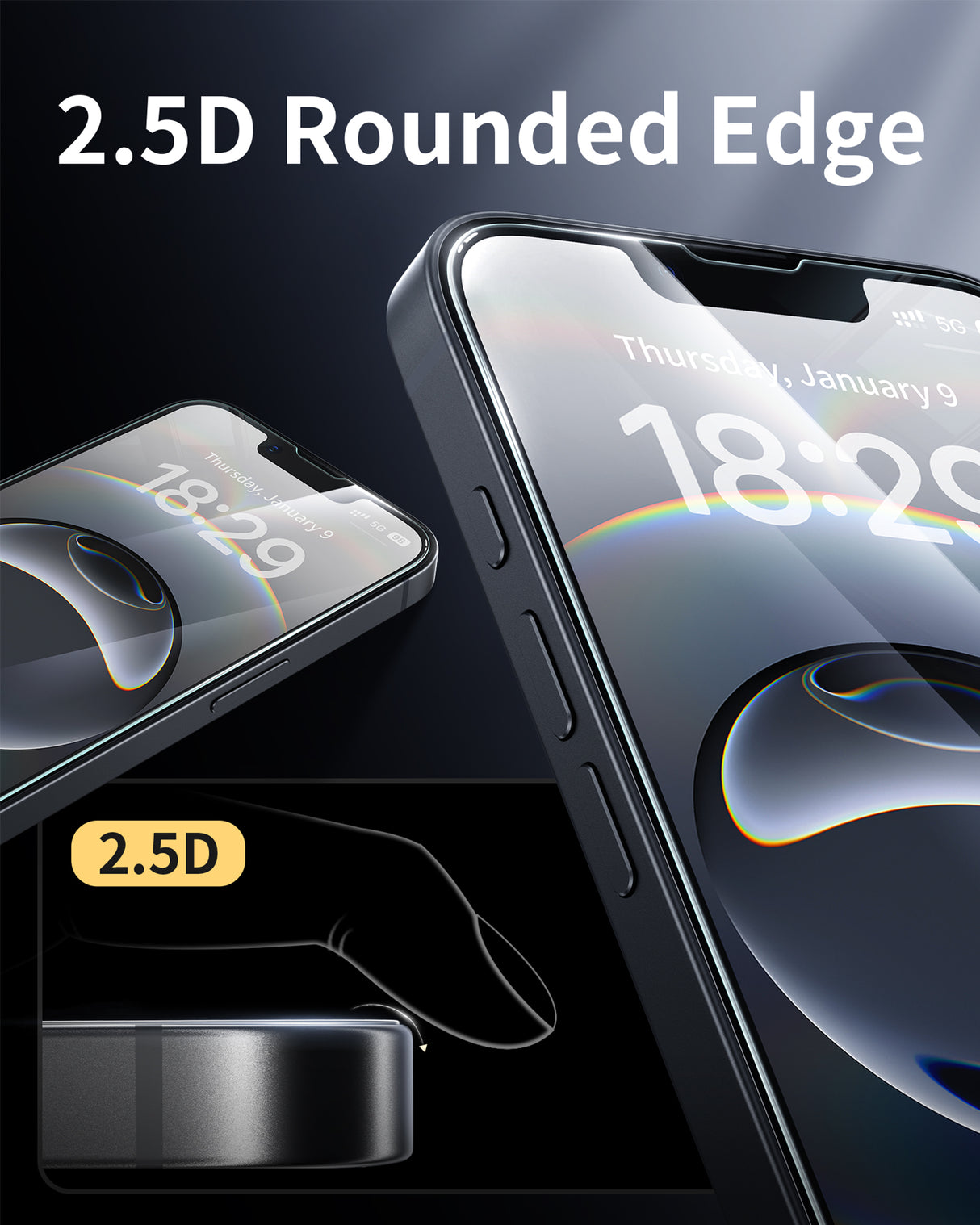 NIMASO iPhone 16e/13/13 Pro/14 Screen Protector 2 Pack, HD Clear Tempered Glass, Easy Install