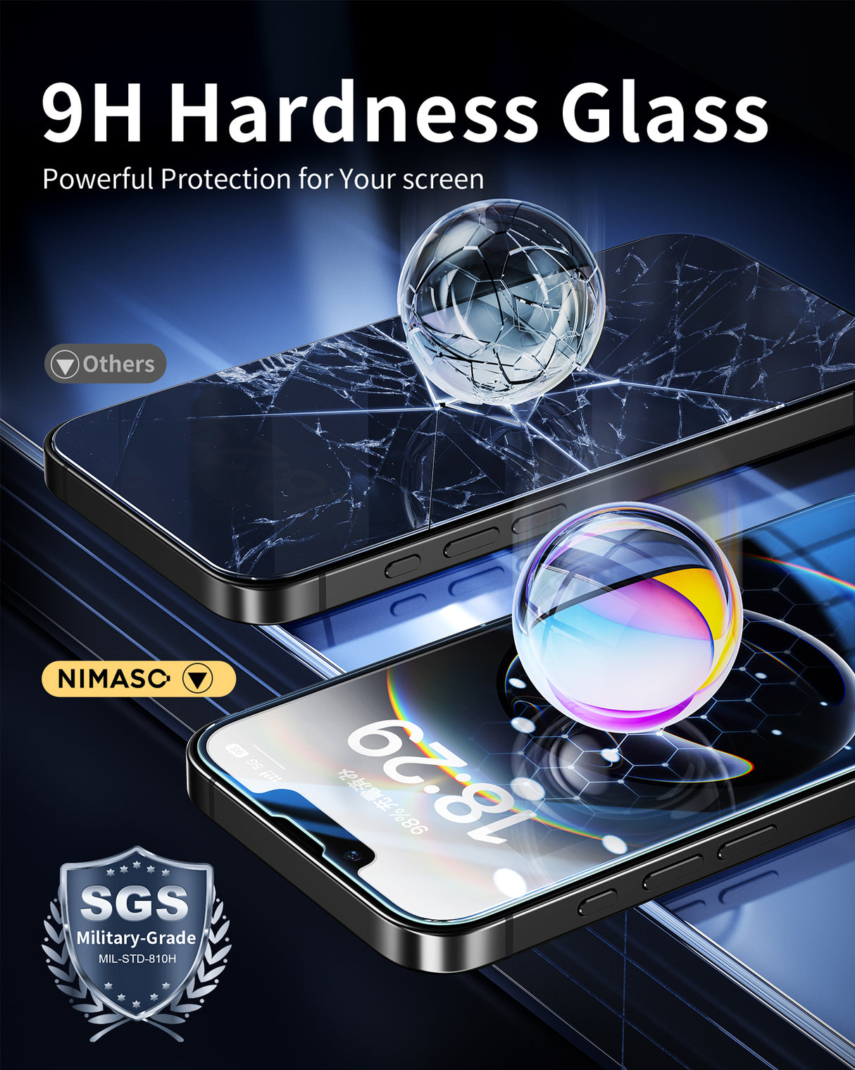 NIMASO iPhone 16e/13/13 Pro/14 Screen Protector 2 Pack, HD Clear Tempered Glass, Easy Install