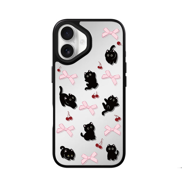 Cherry and Black Cat iPhone Case