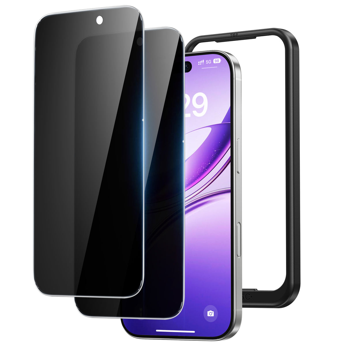 NIMASO 2.5D Privacy Screen Protector with Alignment Frame for iPhone 17