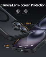 NIMASO Magnetic Matte Case for iPhone 16 Series, MagSafe, Shockproof, Slim Black Cover