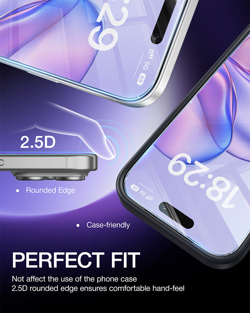 Film Protecteur Verre Trempé IPhone 17 Pro Max – Lot De 2, Dureté 9H, Anti-rayures, Kit De Pose Facile