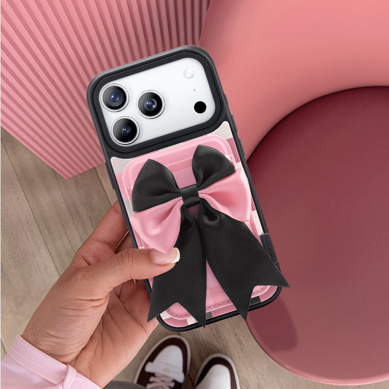 Nimaso Black & Pink Bow MagSafe Wallet