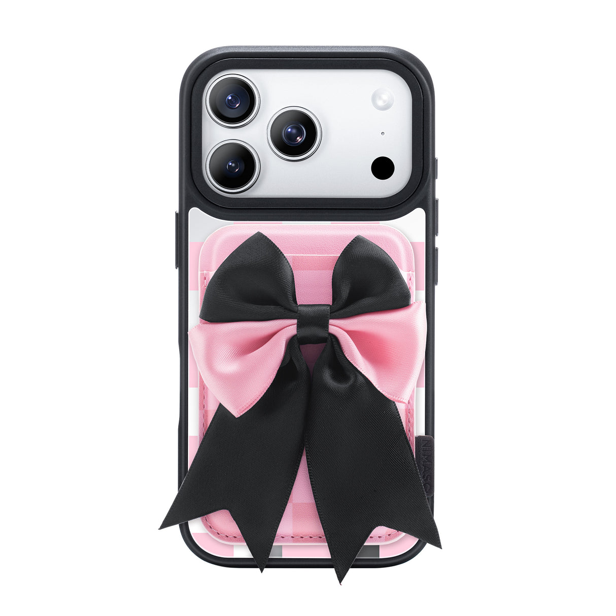 Nimaso Black & Pink Bow MagSafe Wallet