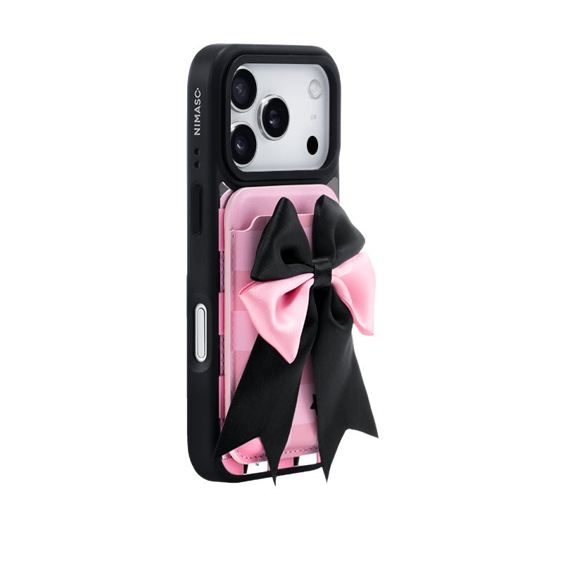 Nimaso Black & Pink Bow MagSafe Wallet