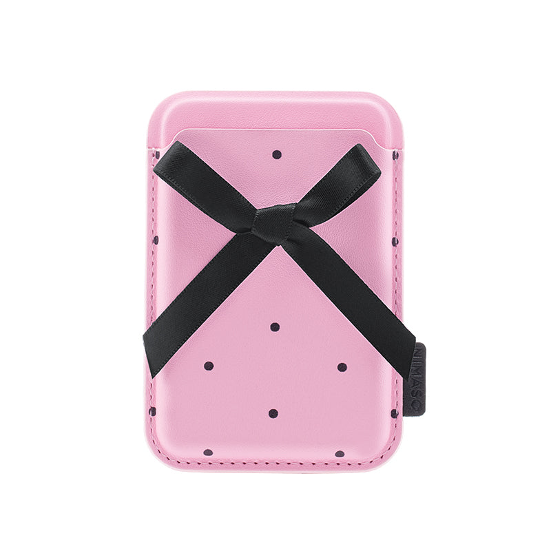 Nimaso Pink Polka Dots MagSafe Wallet with Bow