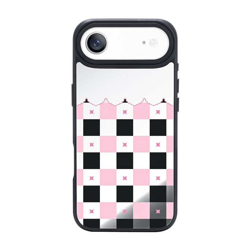 Nimaso Black & Pink Checkerboard Mirror MagSafe Phone Case for iPhone 17 / 17 Pro / 17 Pro Max / Air