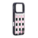 Nimaso Black & Pink Checkerboard Mirror MagSafe Phone Case for iPhone 17 / 17 Pro / 17 Pro Max / Air