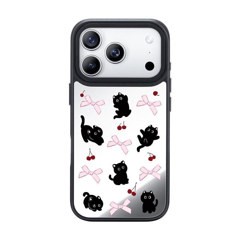 NIMASO Cute Black Cat Mirror MagSafe Case for iPhone 17/17 Pro/17