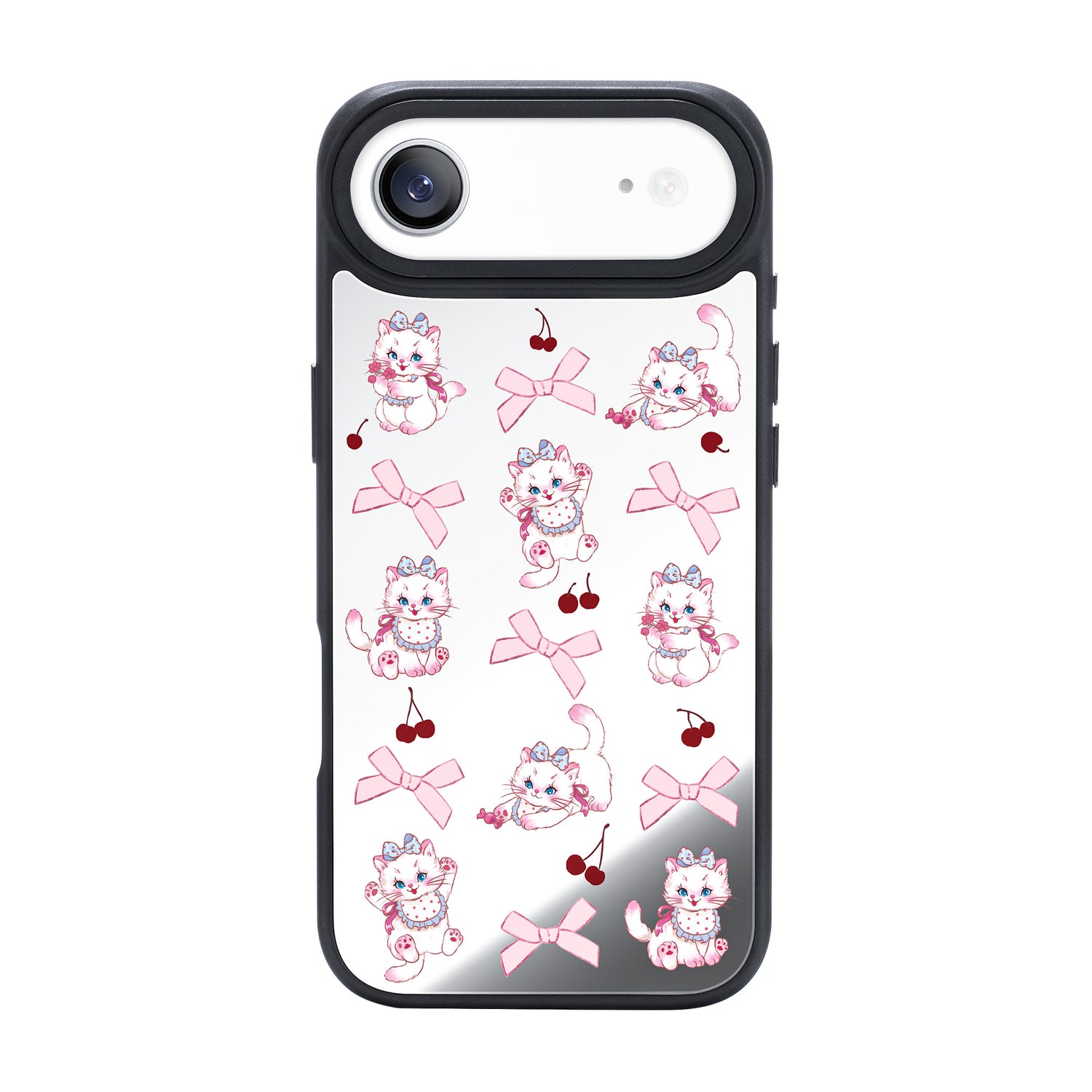 Nimaso Cute White Cat Mirror MagSafe Phone Case for iPhone 17 / 17 Pro / 17 Pro Max / Air