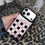 Nimaso Black & Pink Checkerboard Mirror MagSafe Phone Case for iPhone 17 / 17 Pro / 17 Pro Max / Air