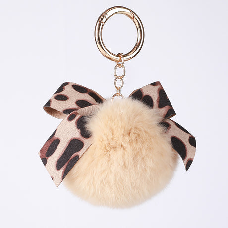 NIMASO Leopard Print Fur Ball Phone Lanyard with bead detail