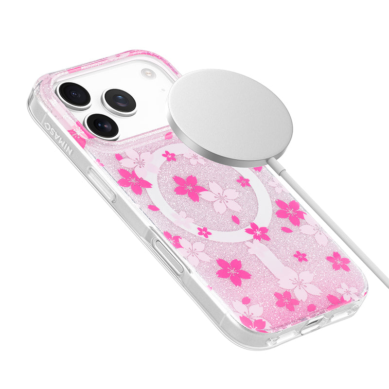 Nimaso Sparkling Cherry Blossom MagSafe Phone Case for iPhone 17 / 17 Pro / 17 Pro Max / Air