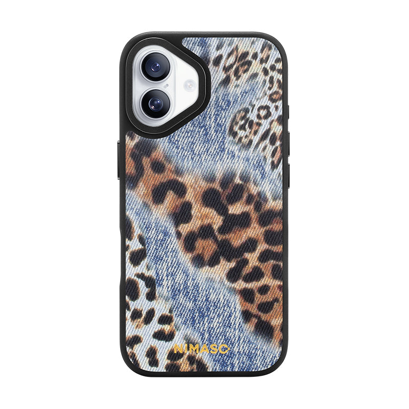 Nimaso Denim & Leopard Print Patchwork MagSafe Phone Case for iPhone 17 / 17 Pro / 17 Pro Max / Air