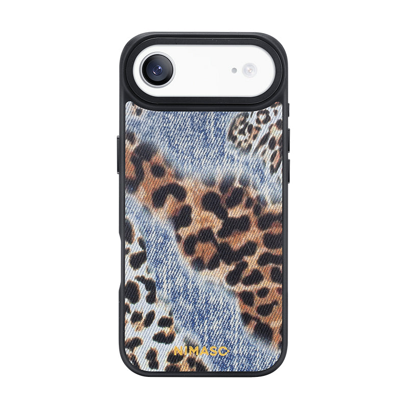 NIMASO Denim & Leopard Print Patchwork MagSafe Case for iPhone 17