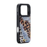 Nimaso Denim & Leopard Print Patchwork MagSafe Phone Case for iPhone 17 / 17 Pro / 17 Pro Max / Air