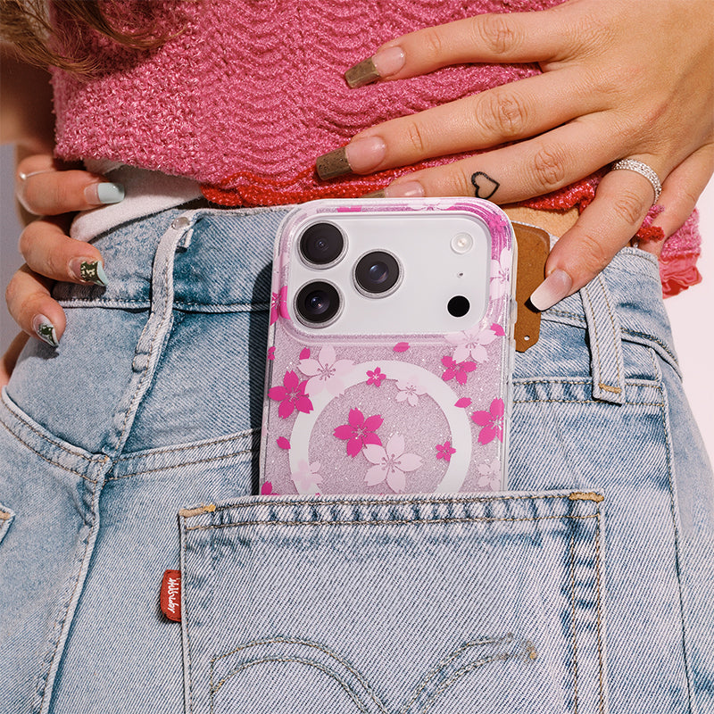 Nimaso Sparkling Cherry Blossom MagSafe Phone Case for iPhone 17 / 17 Pro / 17 Pro Max / Air